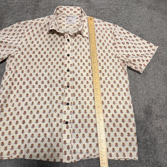 FabIndia Men's Short Sleeve Bush Shirt Straight Fit Floral Print Size‎ M - Picture 2 of 8